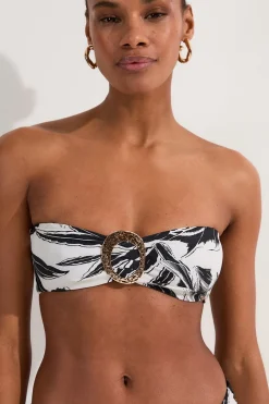 Top bikini bandeau slinky à imprimé palmier