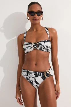 Top bikini bandeau slinky à imprimé palmier