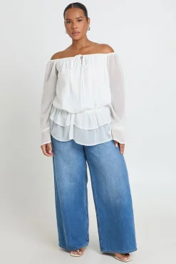 boohoo Top Blouson En Mousseline Grande Taille<Femme Tops