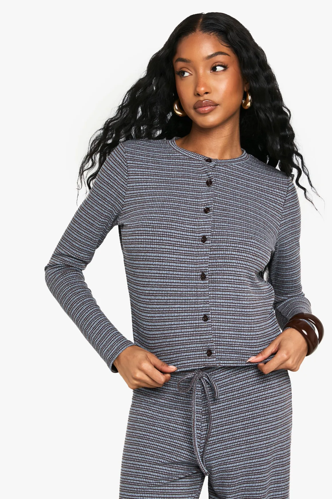 Top boutonné en jersey rayé