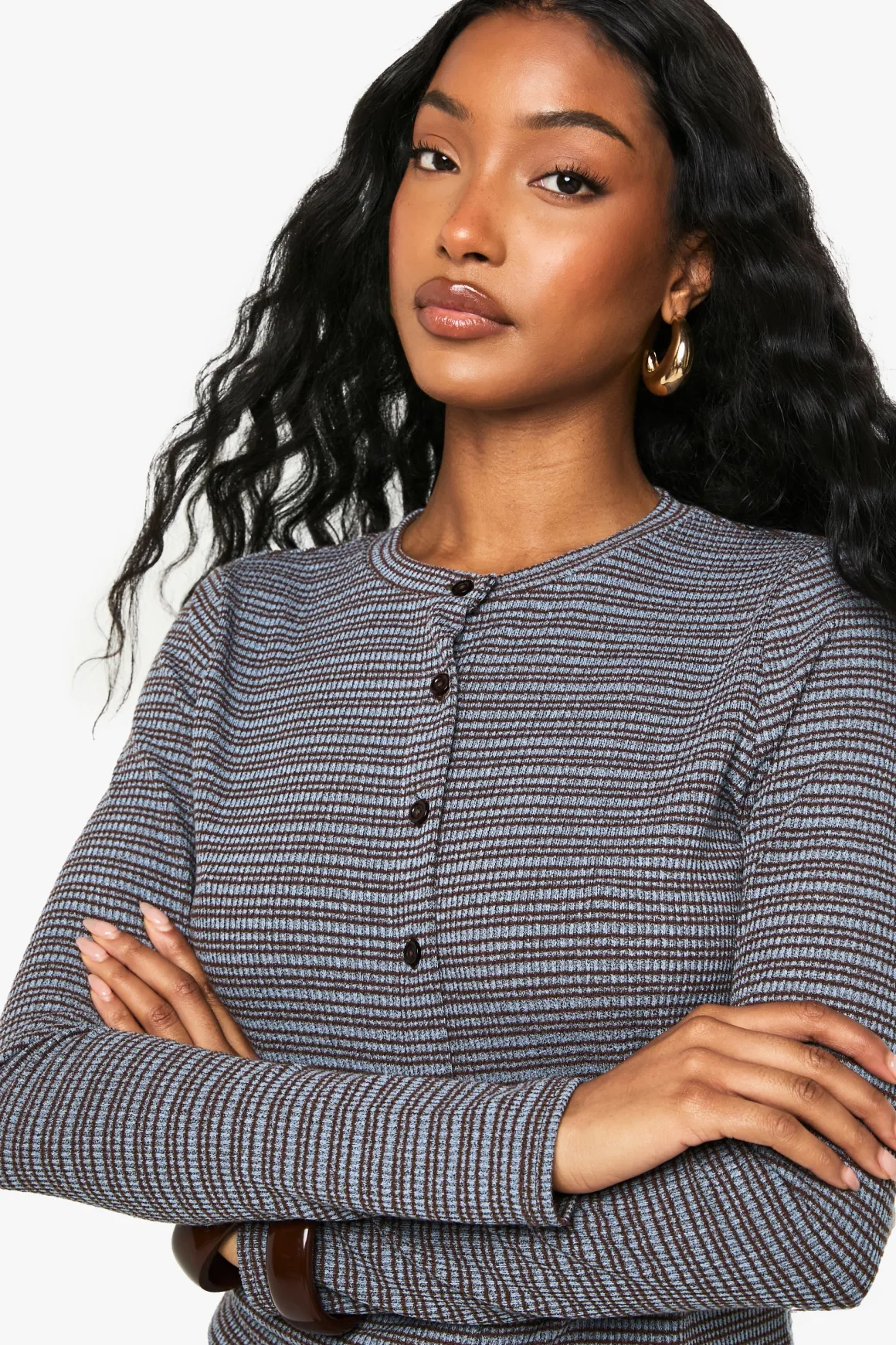 Top boutonné en jersey rayé