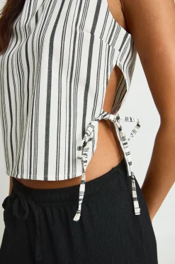 boohoo Top Boxy Rayé Aspect Lin<Femme Tops