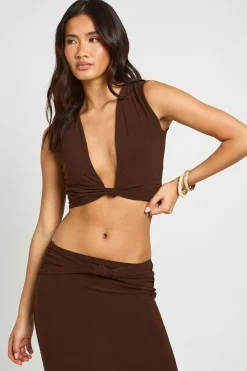 boohoo Top Bralette À Détail Nœud En Tissu Slinky Double Couche<Femme Tops
