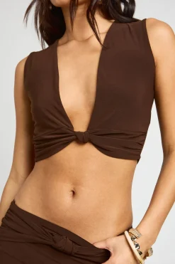 boohoo Top Bralette À Détail Nœud En Tissu Slinky Double Couche<Femme Tops
