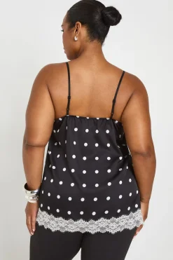 Top À Bretelles Grande Taille À Pois Et Dentelle