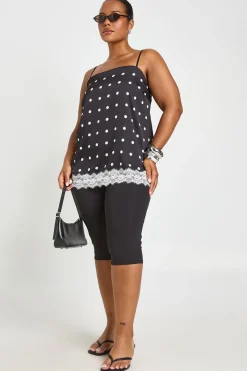 Top À Bretelles Grande Taille À Pois Et Dentelle
