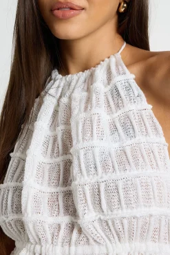 Top Cache-cœur En Maille Ajourée Transparente