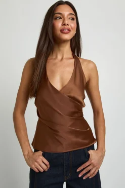 Top Cache-cœur En Satin À Col Licou