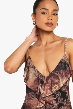 boohoo Top Cami en mesh à volants<Femme Tops