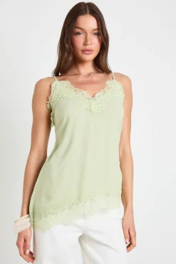 boohoo Top Caraco Asymétrique En Mousseline Avec Bordure En Dentelle<Femme Satin Et Dentelle|Tops