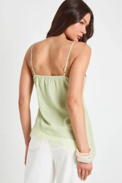 boohoo Top Caraco Asymétrique En Mousseline Avec Bordure En Dentelle<Femme Satin Et Dentelle|Tops