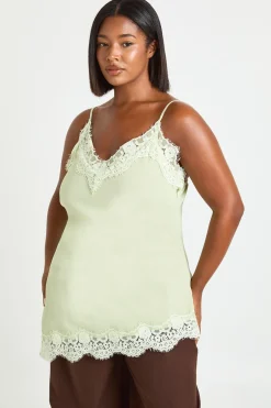 Top Caraco Asymétrique En Mousseline Avec Bordure En Dentelle Grande Taille