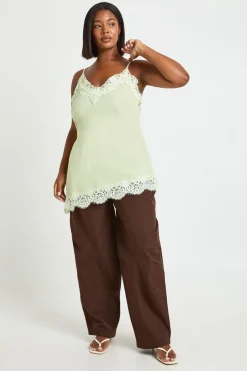 Top Caraco Asymétrique En Mousseline Avec Bordure En Dentelle Grande Taille