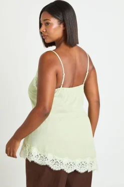 Top Caraco Asymétrique En Mousseline Avec Bordure En Dentelle Grande Taille