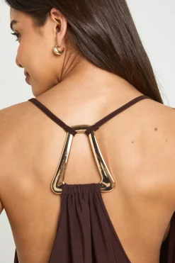 Top Caraco Blouson À Col Bénitier Drapé Et Dos Nu Avec Détail Métallique
