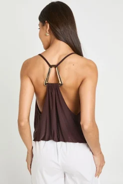 Top Caraco Blouson À Col Bénitier Drapé Et Dos Nu Avec Détail Métallique