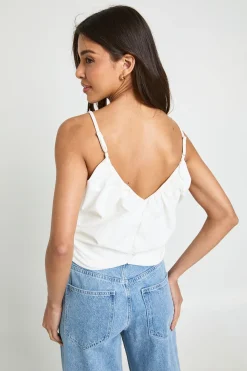 Top Caraco Blouson Froncé En Tissu Slinky Mat