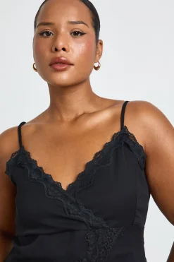 boohoo Top Caraco En Mousseline Avec Bordure En Dentelle Grande Taille<Femme Satin Et Dentelle|Tops