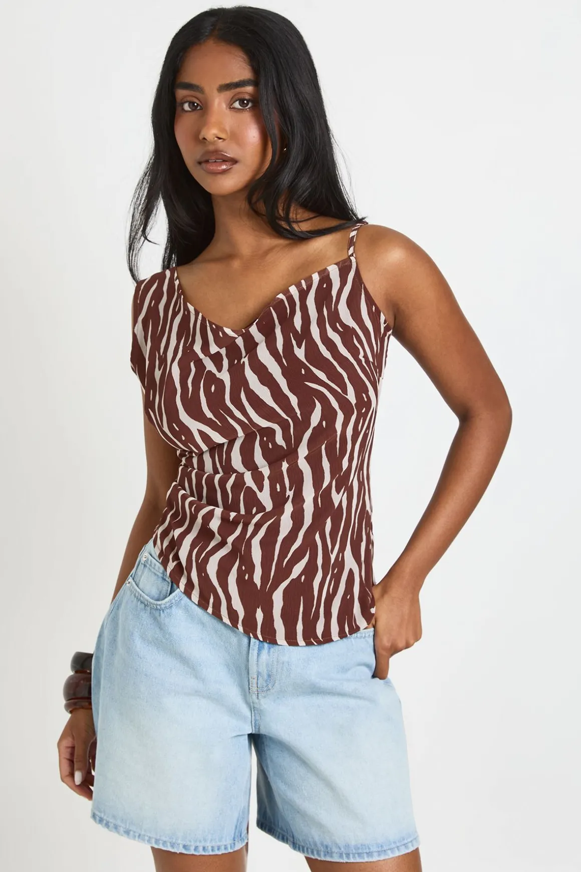 Top Caraco En Mousseline Imprimé Zèbre