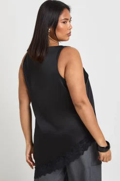 boohoo Top Caraco Grande Taille À Encolure Dégagée Et Ourlet Asymétrique<Femme Satin Et Dentelle|Tops