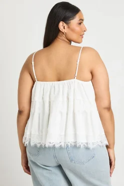 Top Caraco Grande Taille En Mousseline À Ourlet En Dentelle Superposé
