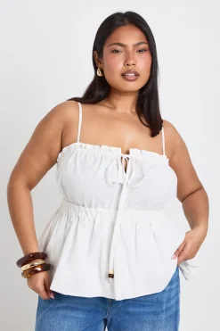 Top Caraco Grande Taille Froncé Avec Détails Perlés
