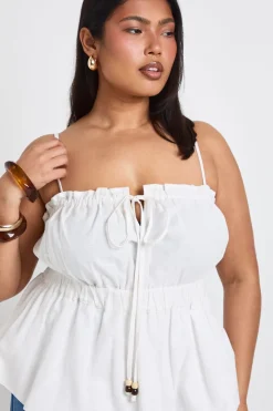 Top Caraco Grande Taille Froncé Avec Détails Perlés