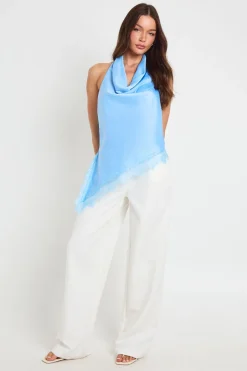 boohoo Top Col Bénitier À Ourlet En Dentelle<Femme Satin Et Dentelle|Tops
