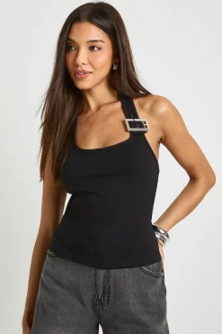 boohoo Top à col halter avec garniture à boucle<Femme Tops