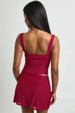 boohoo Top Col Halter À Finitions Dorées Texturées<Femme Tops|Looks Bordeaux