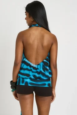 boohoo Top À Col Montant Et Taille Nouée Imprimé Animal<Femme Tops