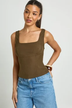 Top Corset Ajusté À Bretelles Larges