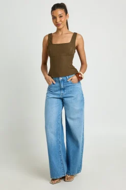Top Corset Ajusté À Bretelles Larges