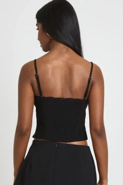 boohoo Top Corset À Baleines Avec Bordure En Dentelle<Femme Satin Et Dentelle|Tops