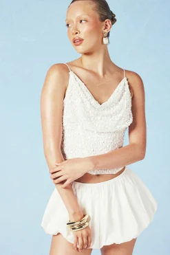 Top Corset À Baleines Orné De Perles Et Sequins
