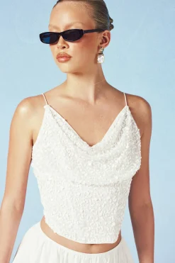 Top Corset À Baleines Orné De Perles Et Sequins