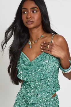 boohoo Top Corset Baleiné À Perles Et Sequins<Femme Tops