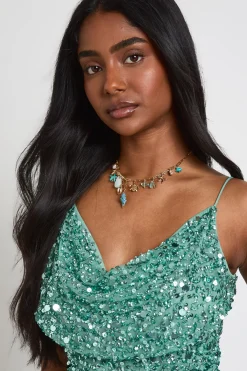 boohoo Top Corset Baleiné À Perles Et Sequins<Femme Tops