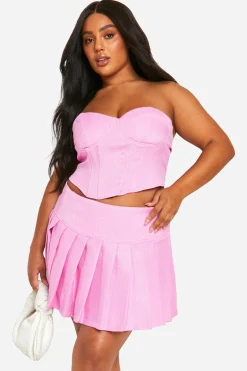 boohoo Top Corset Bandeau Bouclé Grande Taille<Femme Tops