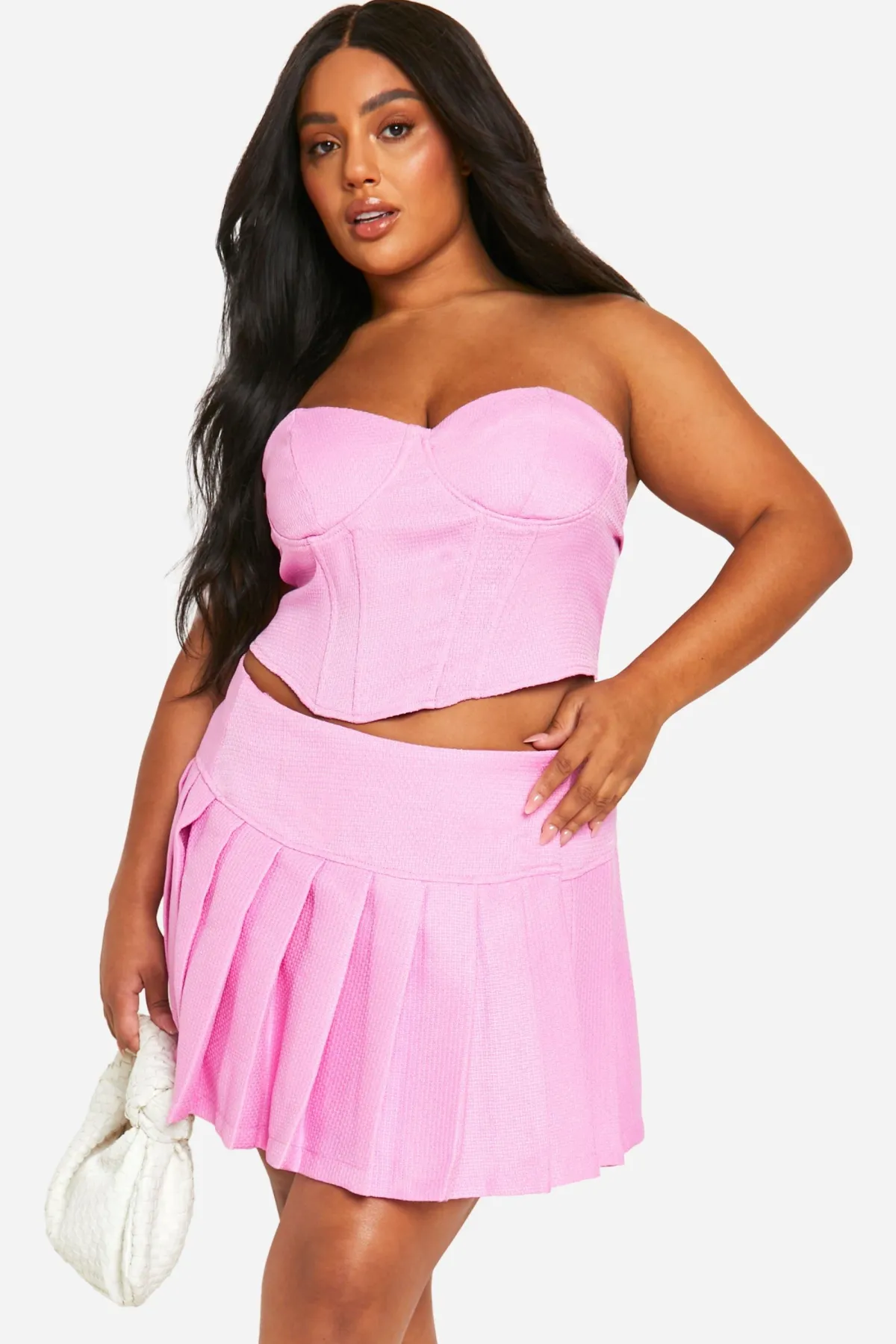 boohoo Top Corset Bandeau Bouclé Grande Taille<Femme Tops