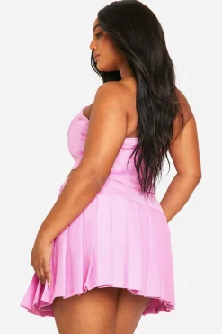 boohoo Top Corset Bandeau Bouclé Grande Taille<Femme Tops