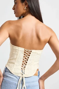 boohoo Top Corset Bandeau En Broderie<Femme Tops