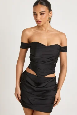 Top corset Bardot en satin