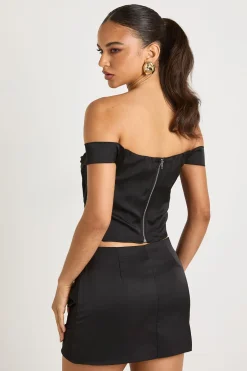 Top corset Bardot en satin