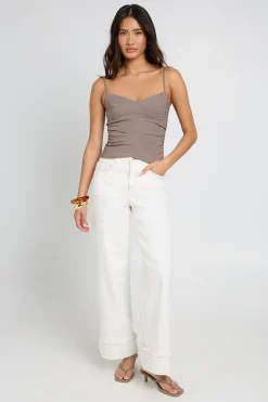 boohoo Top Corset À Bretelles Avec Fronces Latérales En Bengaline<Femme Tops