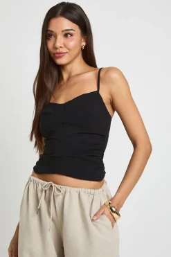 Top Corset À Bretelles Avec Fronces Latérales En Bengaline