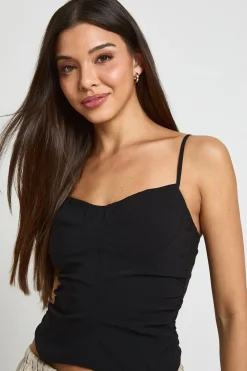 Top Corset À Bretelles Avec Fronces Latérales En Bengaline