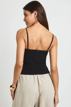 Top Corset À Bretelles Avec Fronces Latérales En Bengaline