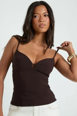 Top Corset À Bretelles En Bengaline Avec Découpe