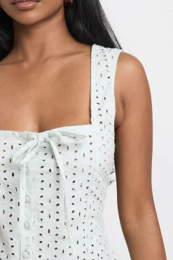 Top Corset Broderie Anglaise Col Carré Avec Nœud Devant